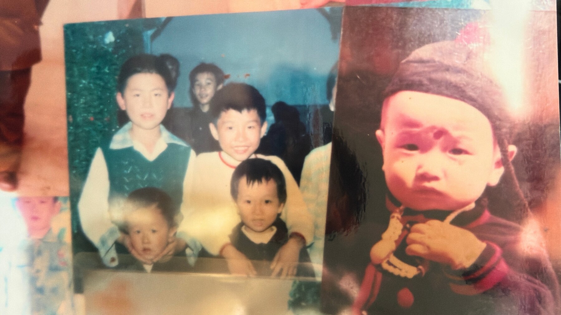 A collage of Don Chen's early family photographs