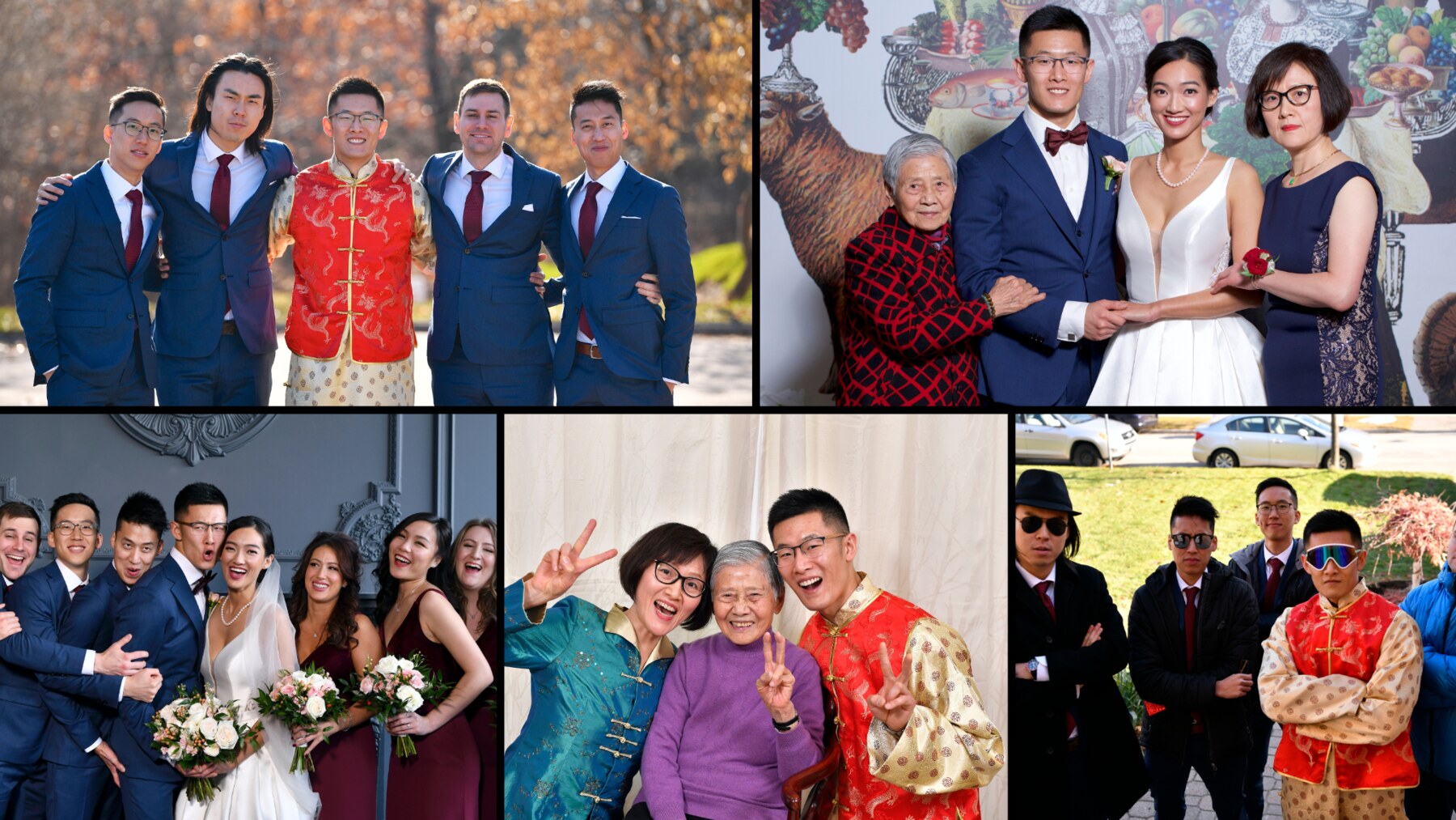 A collage of Don Chen's wedding and family celebrations